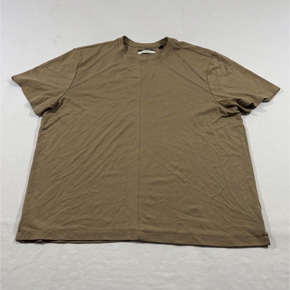 Robert Geller + FIve Four Mens Crew T-shirt Short Sleeve Taupe Tee Rouge Sz XL